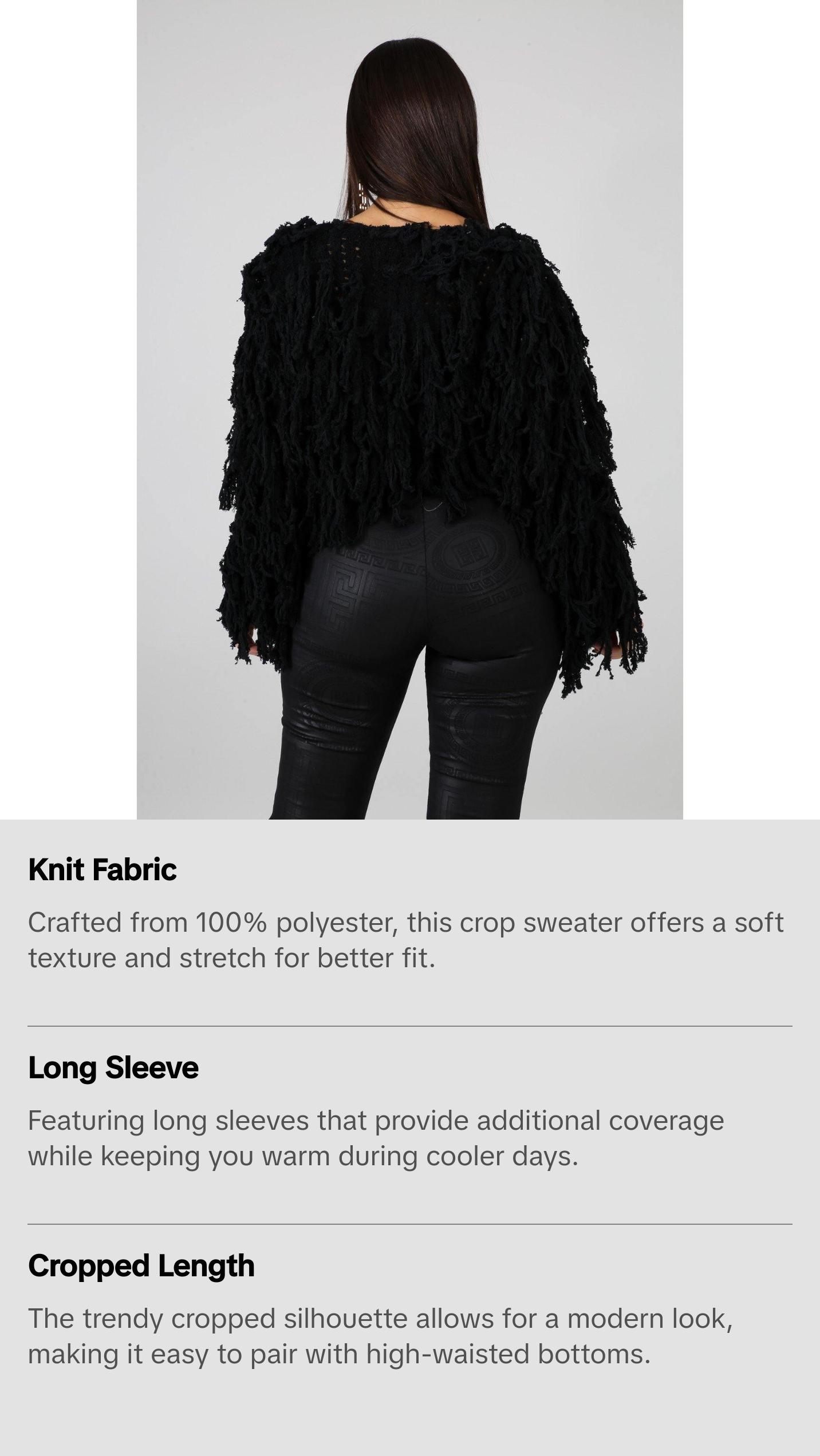 Shaggy Cropped Sweater Long Sleeve Knitwear