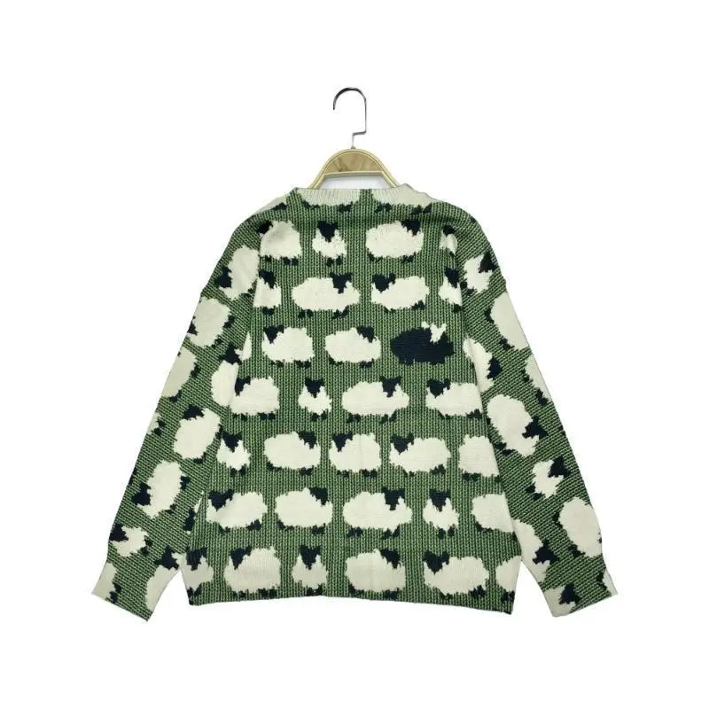 2026 Sheep Pattern Round Neck Sweater, Autumn Winter Casual Long Sleeve Women's Clothing Fabric Knitted Top Print Knitwear WoMenswear, DailyEssential, WardrobeEssential, EverydayLook, EssentialBasics classic figure