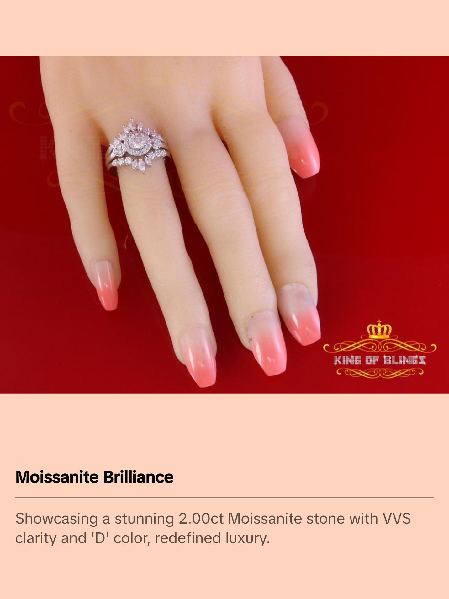 King Of Blings 2CT VVS D Moissanite Solitaire Enhancer Guard Wrap Ring Insert 925 White Silver