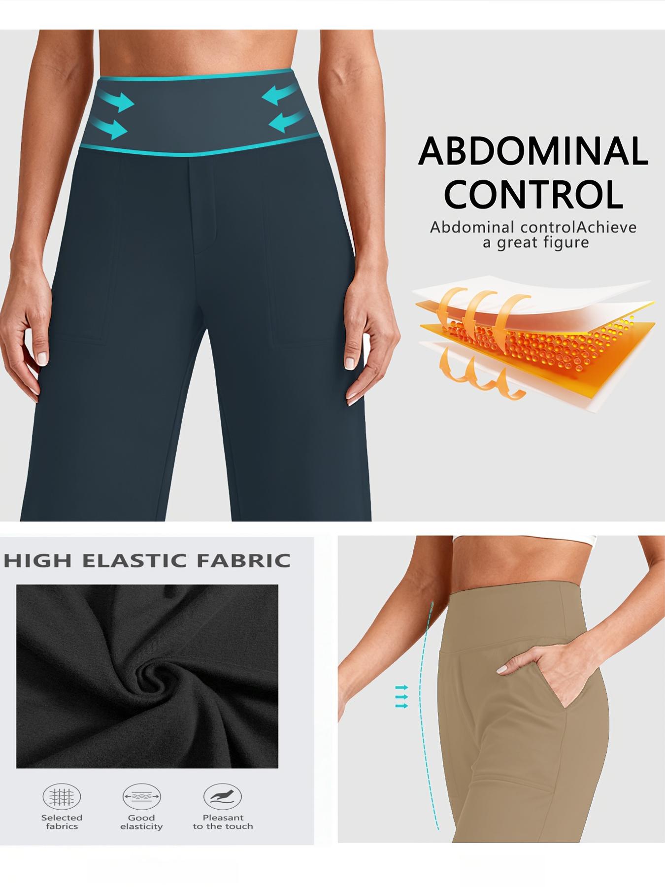 3 Pairs Women's Wide-Leg Suit Pants with Elastic Waist - Heavy-Duty Winter Pants Suitable for Work, Daily Wear, Grey, Full-Length Pants with Pockets, Machine Washable Elegant Professional Attire, Suitable for Gym, Jogging, Outdoor & Casual Wear