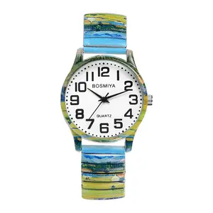 Ladies Expandable Bracelet Watches - Women Artistic The Harvest Expansion Band Quartz Analog Large Arabic Numerals Dial Wristwatch summerwins,summerwins