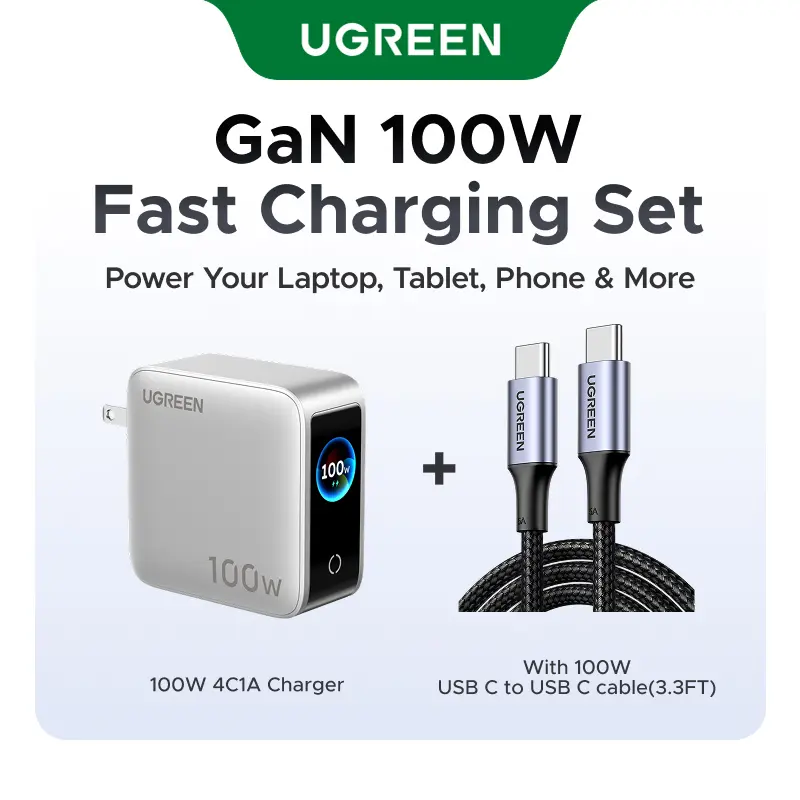 [LIVE ONLY]UGREEN Nexode Pro 100W GaN USB C Charger, 5-Port Fast Type-C Wall Charger Block with Smart Display Compatible with MacBook Pro/Air, iPhone 17/16 Series, Galaxy, iPad Pro, Steam Deck summerwins