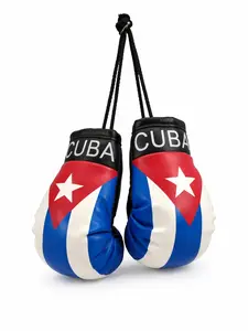 Mini Boxing Gloves Cuba Flag Car Rearview Mirror Hanging Decoration Soft Durable Material Cultural Car Accessories
