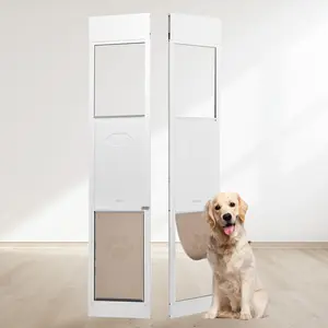【FathersDayGift】VEVOR Dog Door for Sliding Glass Door,  75 7/8"-80 11/16" Adjustable Height Doggy Door for Sliding Doors, Aluminum Frame Tempered Glass Pet Door with Hinge Structure Flap and Lock for Large-Sized Dogs