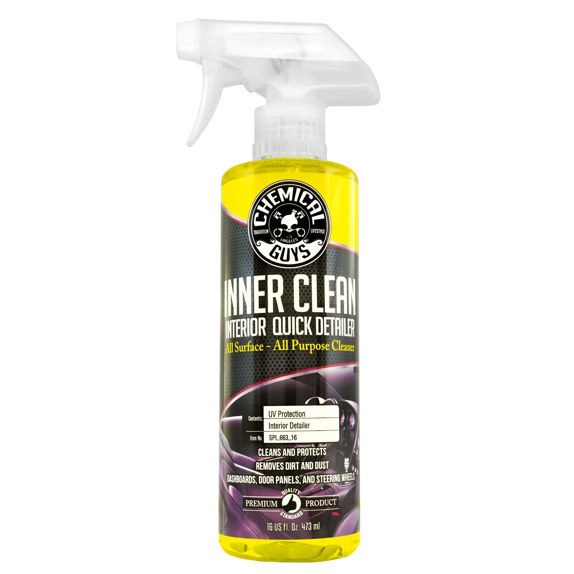 CHEMICAL GUYS Inner Clean Interior Quick Detailer & Protectant - car cleaner & protectant, multifunction car interior detailing, grime, & oils, Car Detailing Products, Multifunctional Use