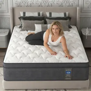 MRH 12 inch Queen Size Mattress Hybrid Spring Memory Foam Mattress in a Box Medium Firm Pressure Relief Spine Soothing for All Ages Relaxed Sleep Premium Valentine's Day