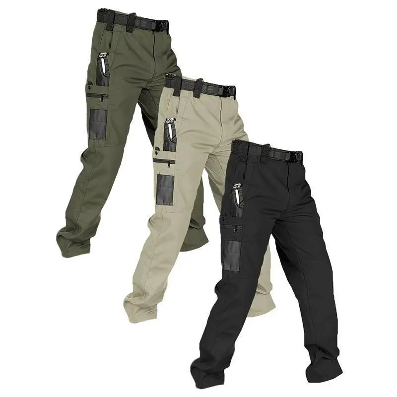 Men's Solid Color Tactical Work Pants 3-Pack (230g/m² New Fabric) - Menswear, Mens Clothing, Athletic, Zippered Pockets, Durable, Dry Clean Men's Pants for Hiking, Work, Spring & Autumn Wear