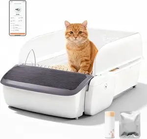 Automatic Cat Litter Box Self-Cleaning/Open-Top design, Extra Large Space 105L with App Control/Splash Guard/Safety Anti-Pinching Design/Odor Control Open-top Litter Box with Waste Bagh Bags & Scented Gel black friday special