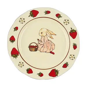 MDZF Hera Rabbit Original Retro 10-Inch Dinner Plate - Strawberry Design