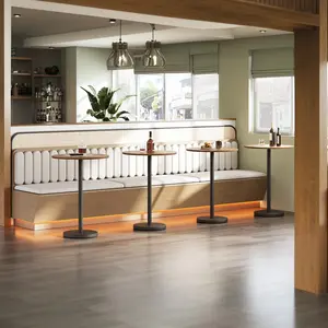 YATINEY Set of 4 Bar Table, Round Bar Table, Counter Height Table, Pub Cocktail Table, Metal Frame, for Bistro, Dining Room, Living Room, Terrace, Rustic Brown and Black