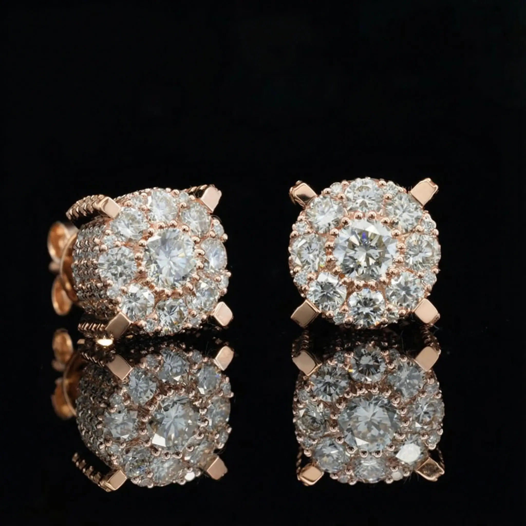 HELLOICE Moissanite Thick Stud Earrings Micro Paved VVS D Color Synthetic Moissanite Earrings 925 Sterling Silver Jewerly Gift