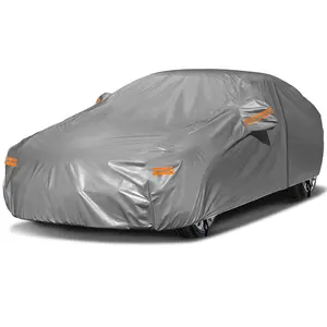 All-Weather Car Cover Waterproof Snowproof UV Protection with Zipper Door Reflective Strips Full Exterior Covers for Sedan SUV