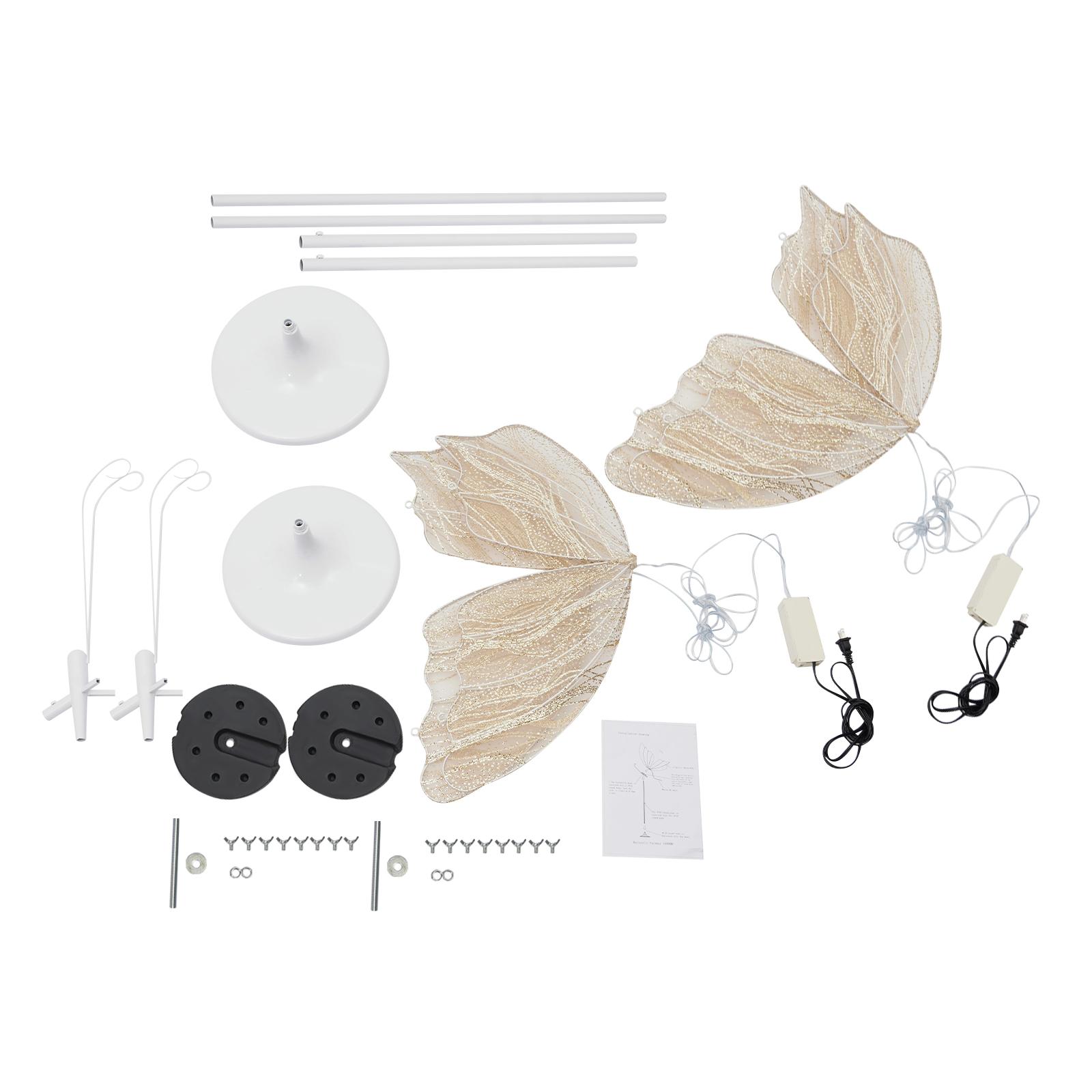 CNCSET 2pcs Butterfly Wedding Lights Adjustable LED Floor Lamps Party Atmosphere Props 48W Warm White for Aisle/Stage Decor, Romantic Decoration