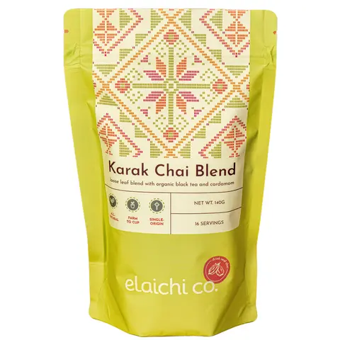 Elaichi Co. Organic Karak Chai Blend Loose Leaf with Black Tea & Cardamom 140g 16 Servings Milk Chai Beverage