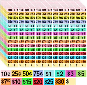 5460 Pcs Garage Sale Stickers, 1/2" X 3/4" Yard Sale Price Tags Stickers Rectangle Preprinted Price Labels for Fle Market Sale Gushu