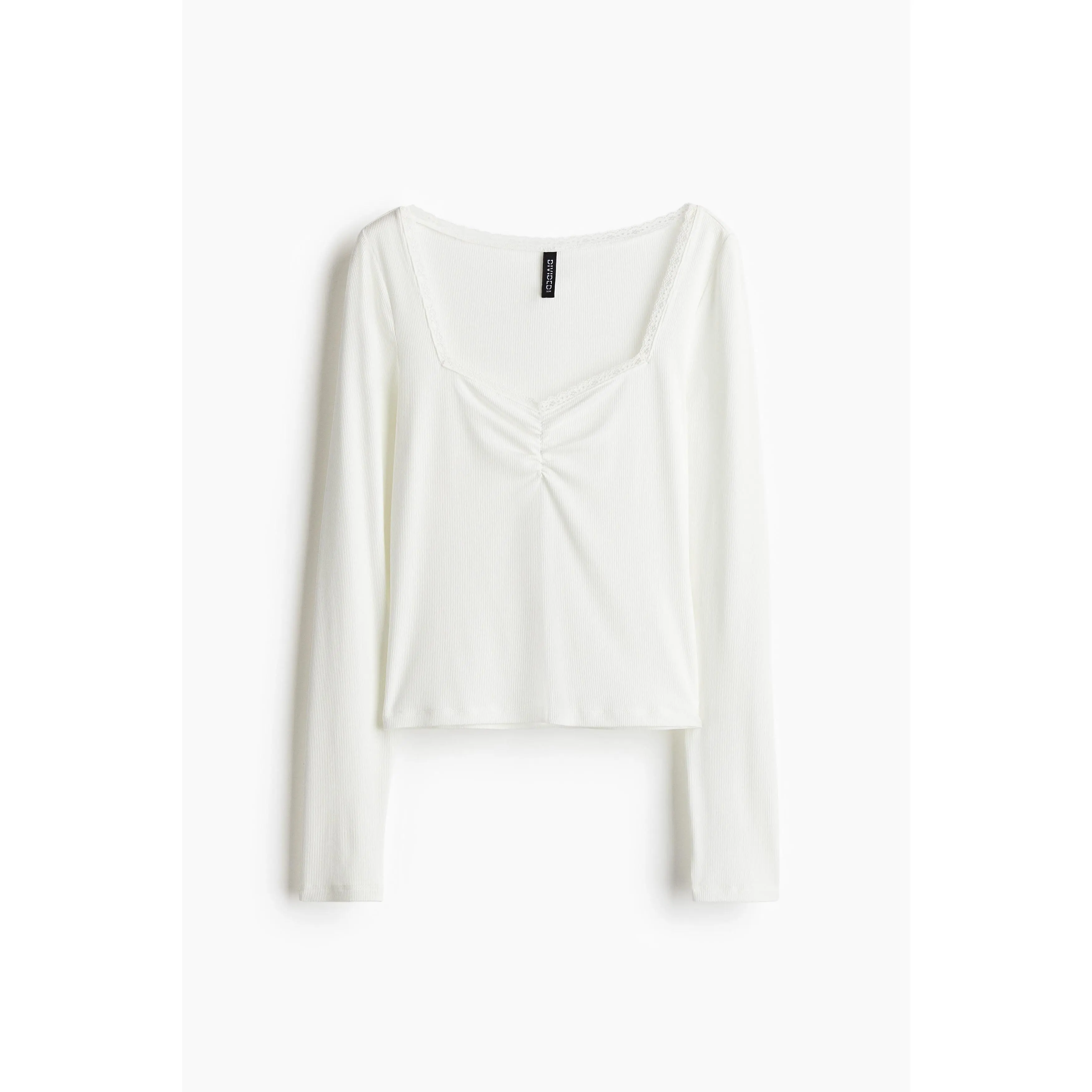 H&M Lace-trimmed ribbed top