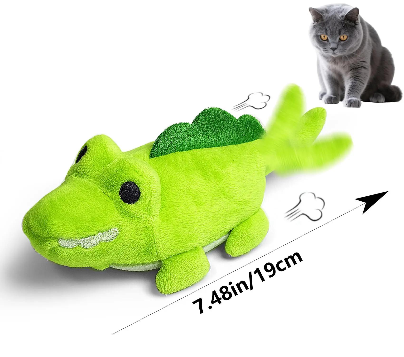 Interactive Cat Toys for Indoor Cats – Auto Moving Alligator with 360° Random Movement & Tail Wagging, Rechargeable Cat Exercise comfort Toy with Catnip, Self-Play Fun for Bored Adult Cats