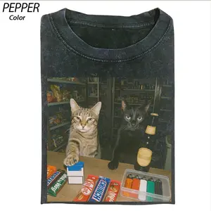 Funny Gangster Cat Shirt, Late Night Convenience Store Cat Tee, Meme Cat Graphic T-Shirt, Vintage Grunge Unisex Tee Womenswear Top Cotton Streetwear