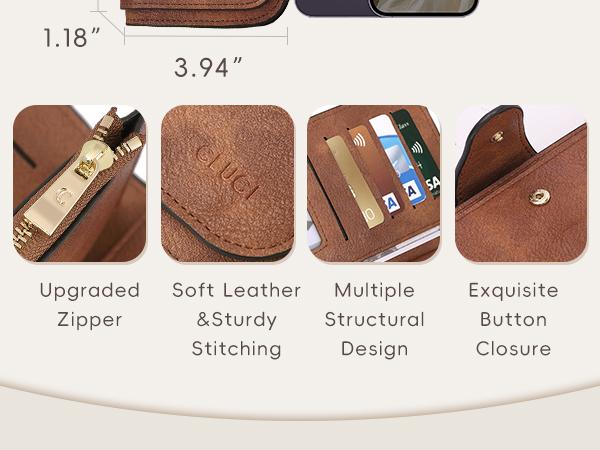 CLUCI TikTokShopSpringGlowUp Women and Men Wallet Leather RFID Blocking Designer Trifold Card Holder Ladies Clutch with ID Window RFID Credit Cute Gift for Men