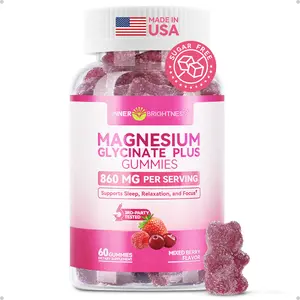 Magnesium Glycinate Gummies 860mg - Magnesium Gummies for Adults, Supports Sleep, Relaxation & Focus, Non-GMO, Gluten-Free, Mixed Berry Magnesium Glycinate Gummies, Mixed Berry Magnesium Gummies, Mixed Berry Flavor, 60 Count gum