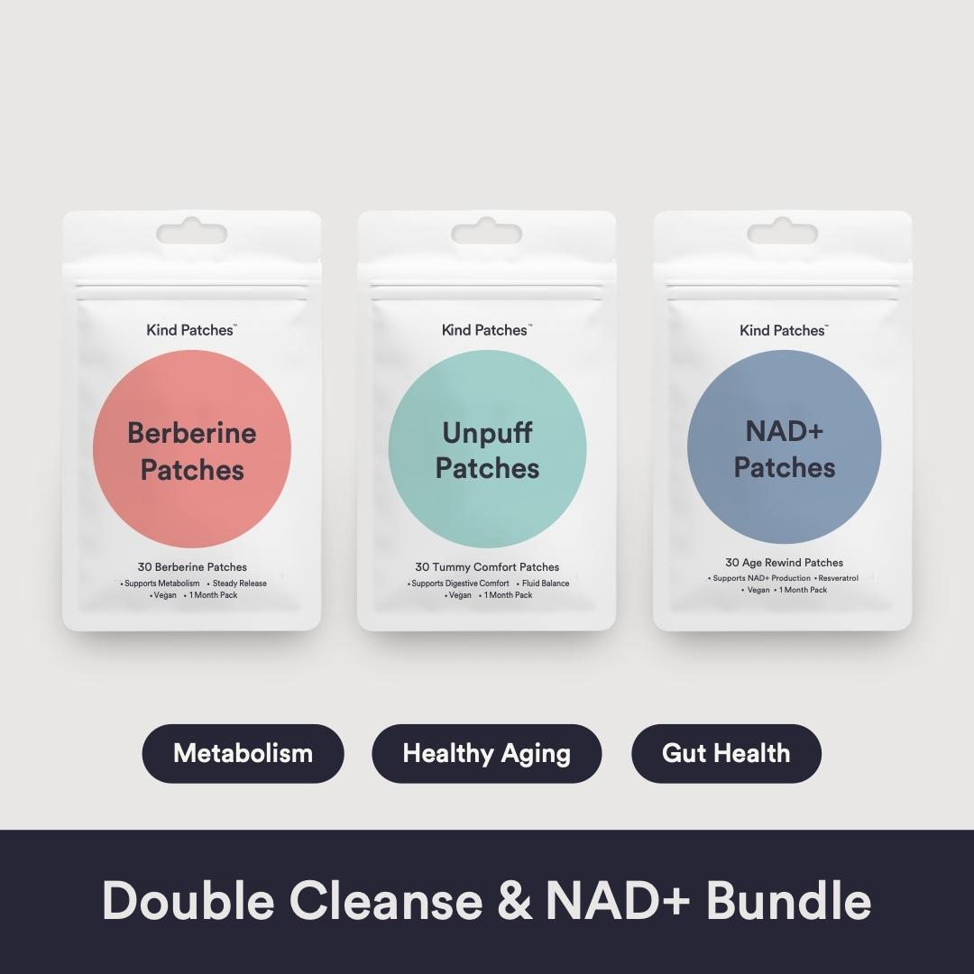 Double Cleanse & NAD+ Bundle, Berberine Patches + Unpuff Patches + NAD+ Patches, Metabolism Support, Healthy Aging, Gut Healthy, Debloat, Vegan, Natural Ingredient, 3 Months Supply Double Cleanse & NAD+ Bundle, Berberine Patches + Unpuff Patches + NAD+ Patches, Metabolism Support, Healthy Aging, Gut Healthy, Debloat, Vegan, Natural Ingredient, 3 Months Supply
