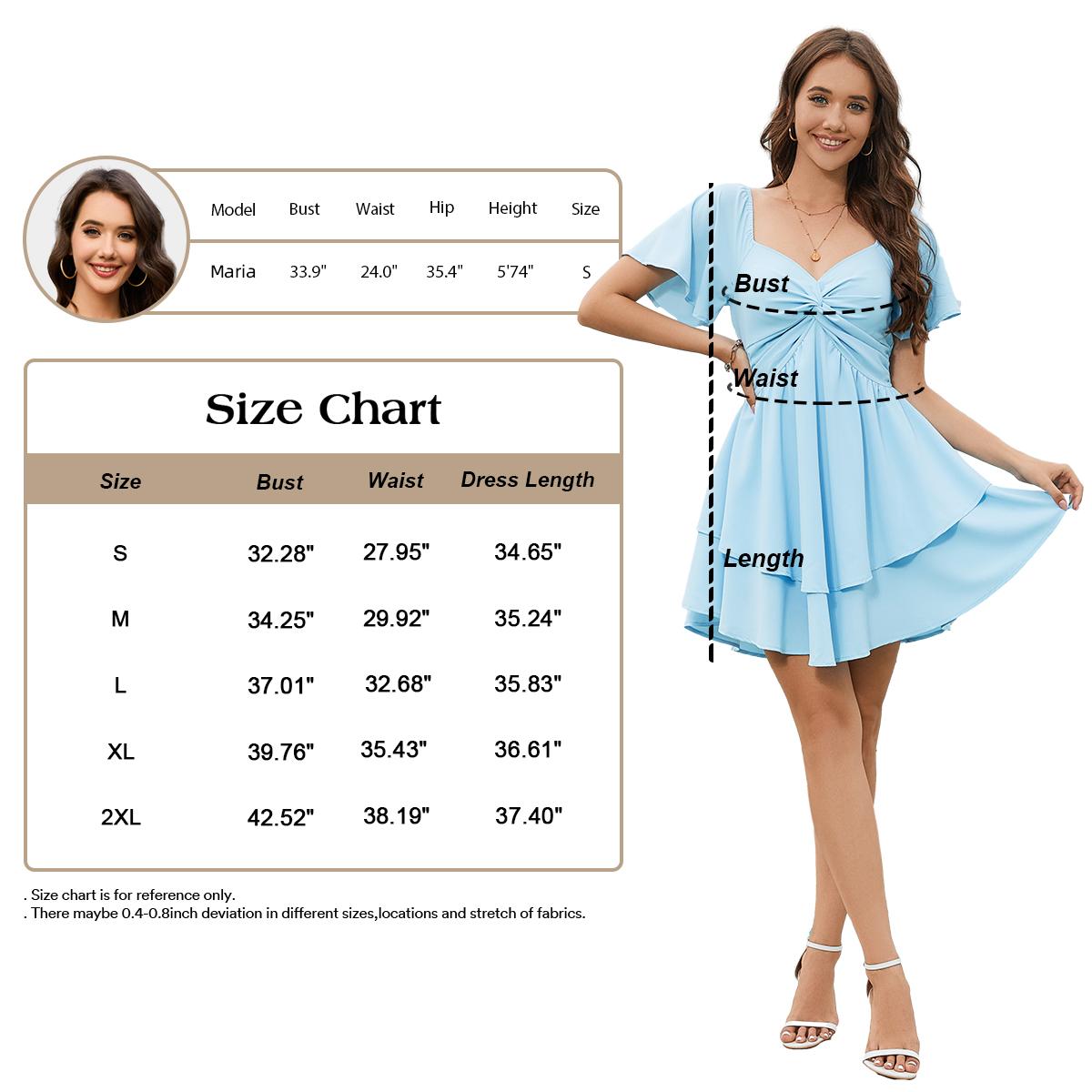 Florboom Women's Sweetheart Knot Front Mini Dress,Flutter Sleeve Layered Ruffle Hem A-Line Short Dress, Easter dress,Lightweight Summer Fit & Flare Dress for Vacation, Parties, and Everyday Style