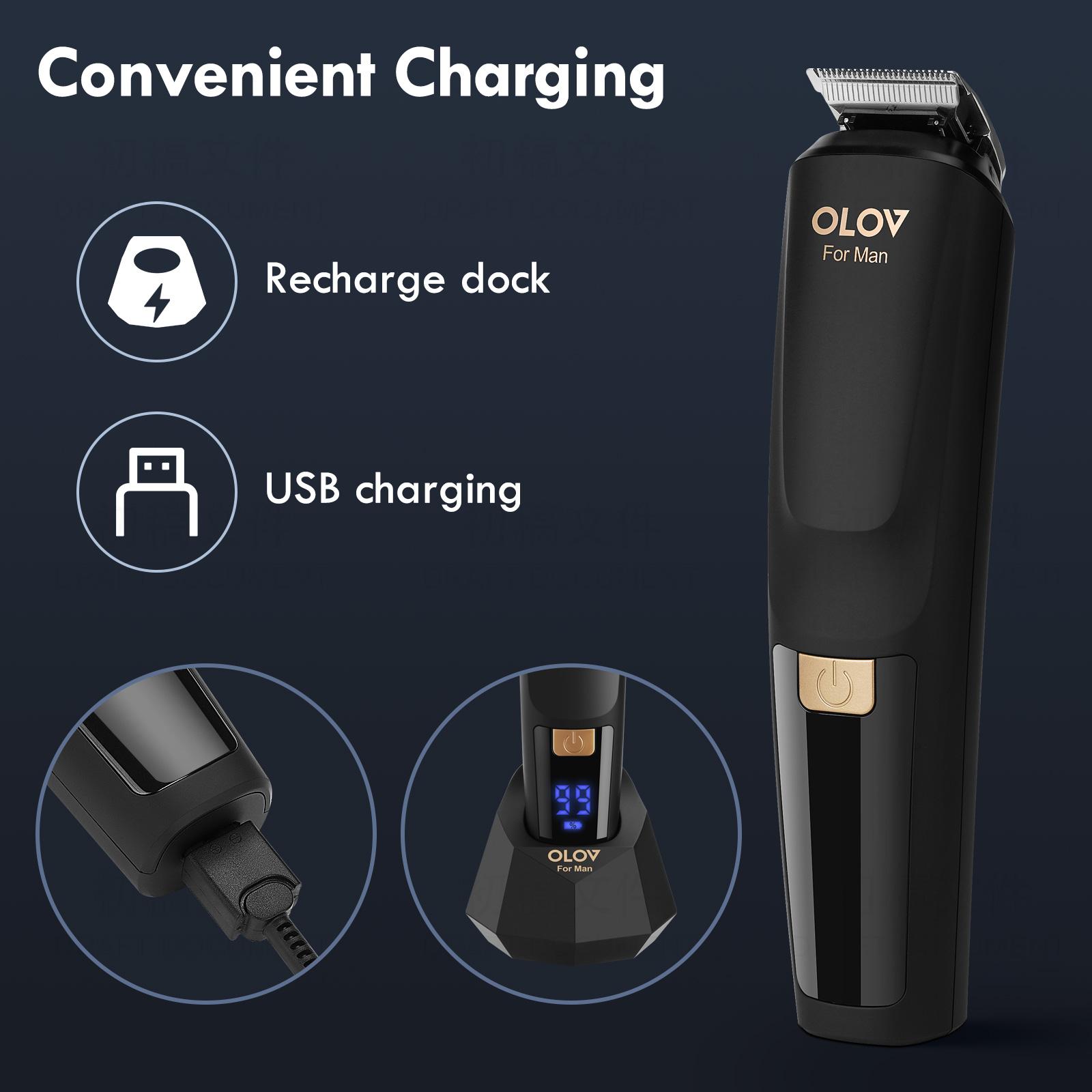 OLOV Beard/Hair Shaver for Men - All-in-One Mens Grooming Kit with Trimmer for Beard, Nose, face, Cordless Hair Clippers Electric Razor, Black Comfort