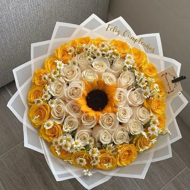 Rose & Sunflower Bouquet - Elegant Floral Arrangement with Assorted Flowers and Greenery