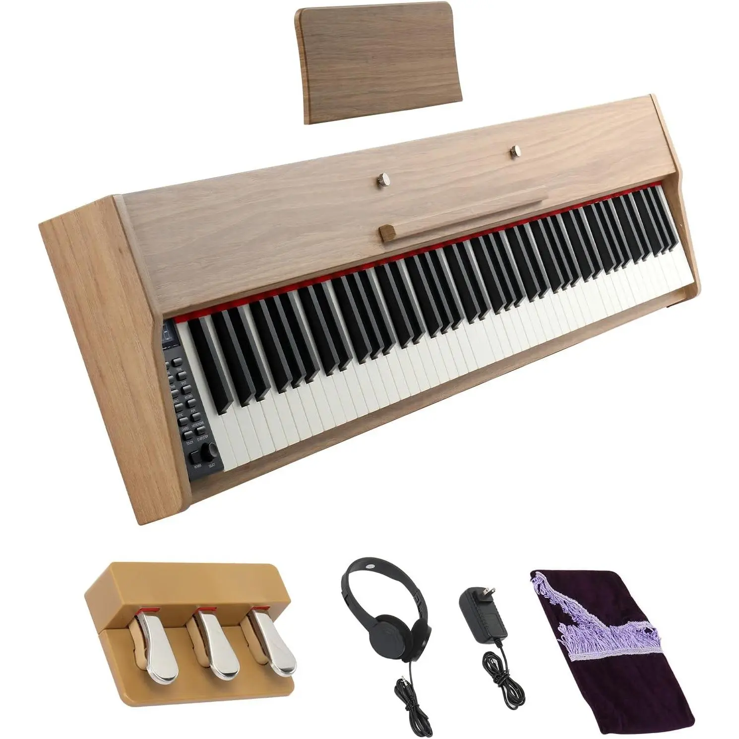 GLARRY Digital Piano Keyboard, Portable 88 keys Semi-Weighted Electric Piano with Three Pedals for Beginner, Bluetooth, Triple Pedals, Power Supply, 2 Speakers tiktokshopbacktoschool
