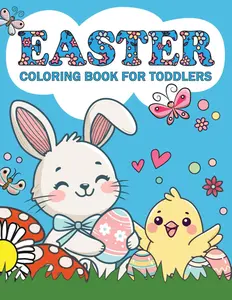 Easter Coloring Book for Toddlers and Preschool Children Kids: 50 Cute Easter and Springtime Images - Large, Easy, & Fun - Perfect Gift or Basket Stuffer, Paperback