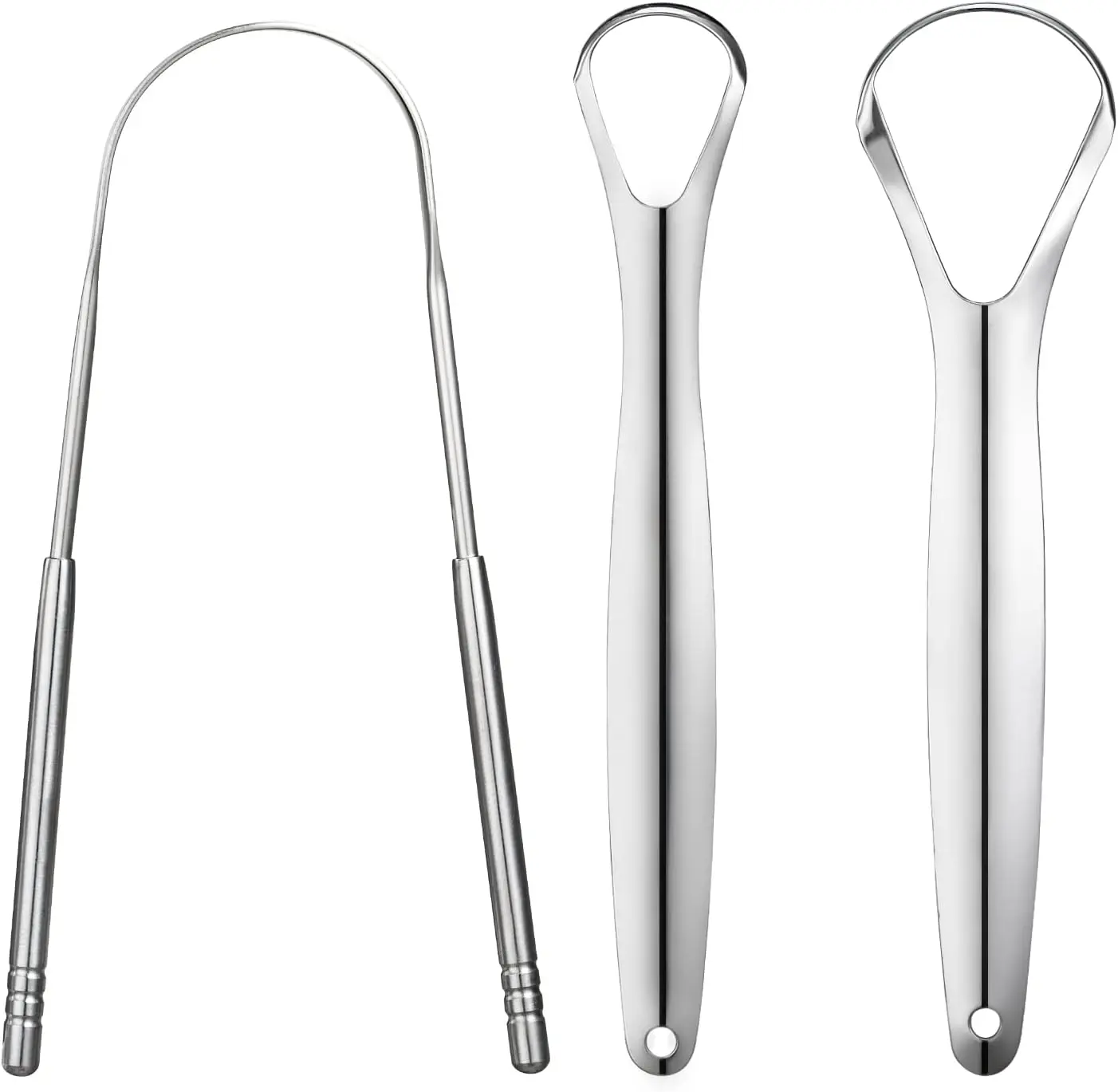 3 PCS Metal Tongue Scraper, Tongue Scrapers for Adults, Stainless Steel Tounge Scrappers, Tounge Scraper, Portable Tongue Scrappers, Oral, Single Item