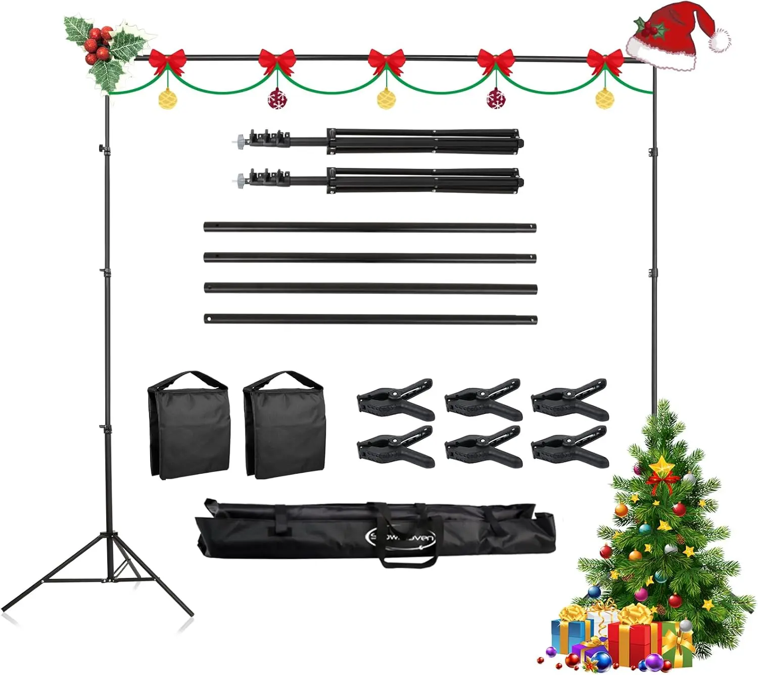 VINGLI Durable Iron Photo Backdrop Stand, Adjustable with Grip & Carry Bag, 8.5x10ft for Photography Studio, Video Shoots, Birthday Parties (Camera Accessories)