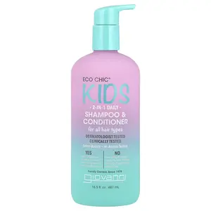 Giovanni Eco Chic® Kids, 2-In-1 Daily Shampoo & Conditioner, For All Hair Types, 16.5 fl oz (487 ml)