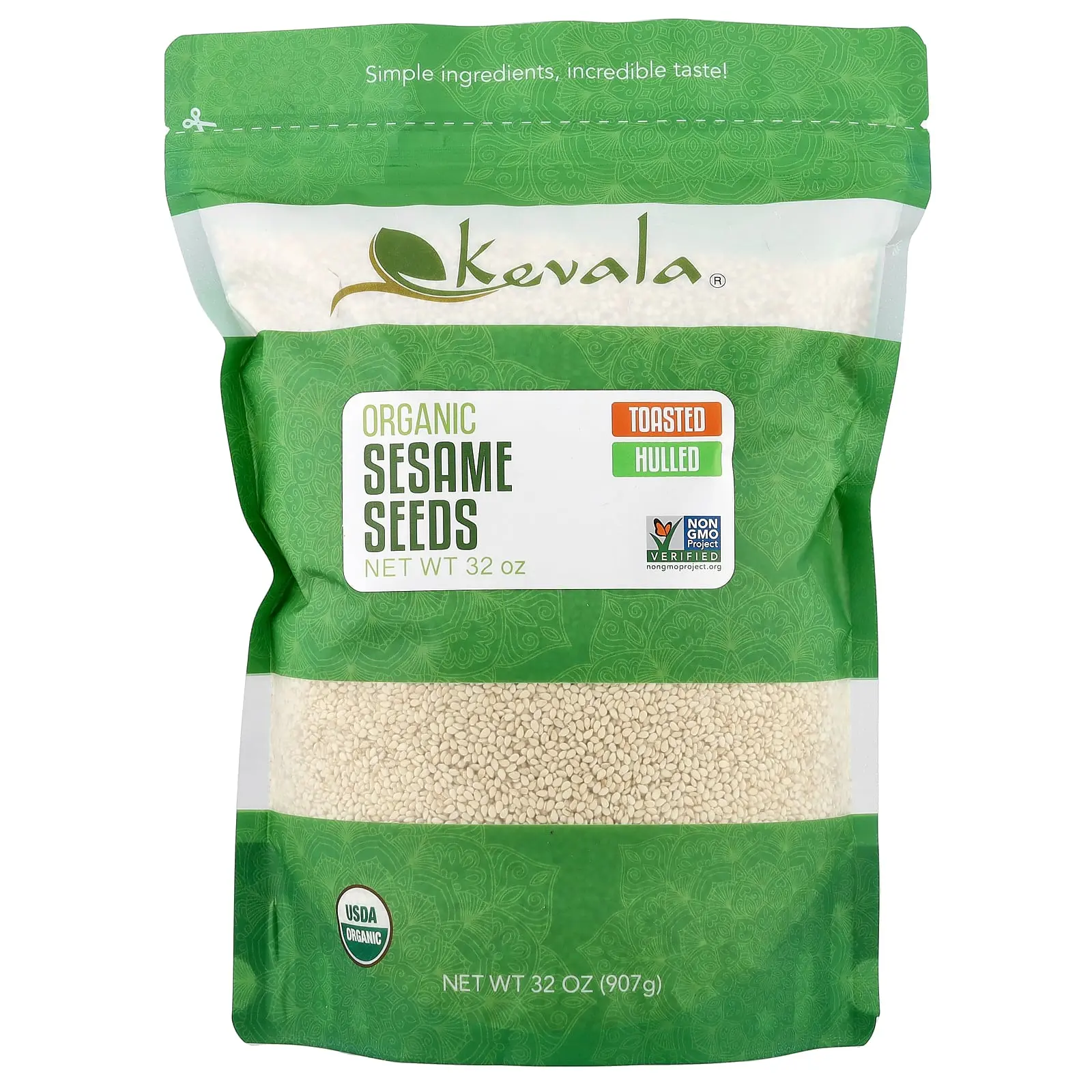 Kevala Organic Toasted Sesame Seeds (Hulled), 32 oz (907 g)