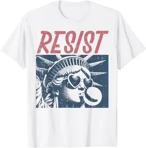 Resist Statue Liberty Bubblegum Protest Equality Men Women T-Shirt