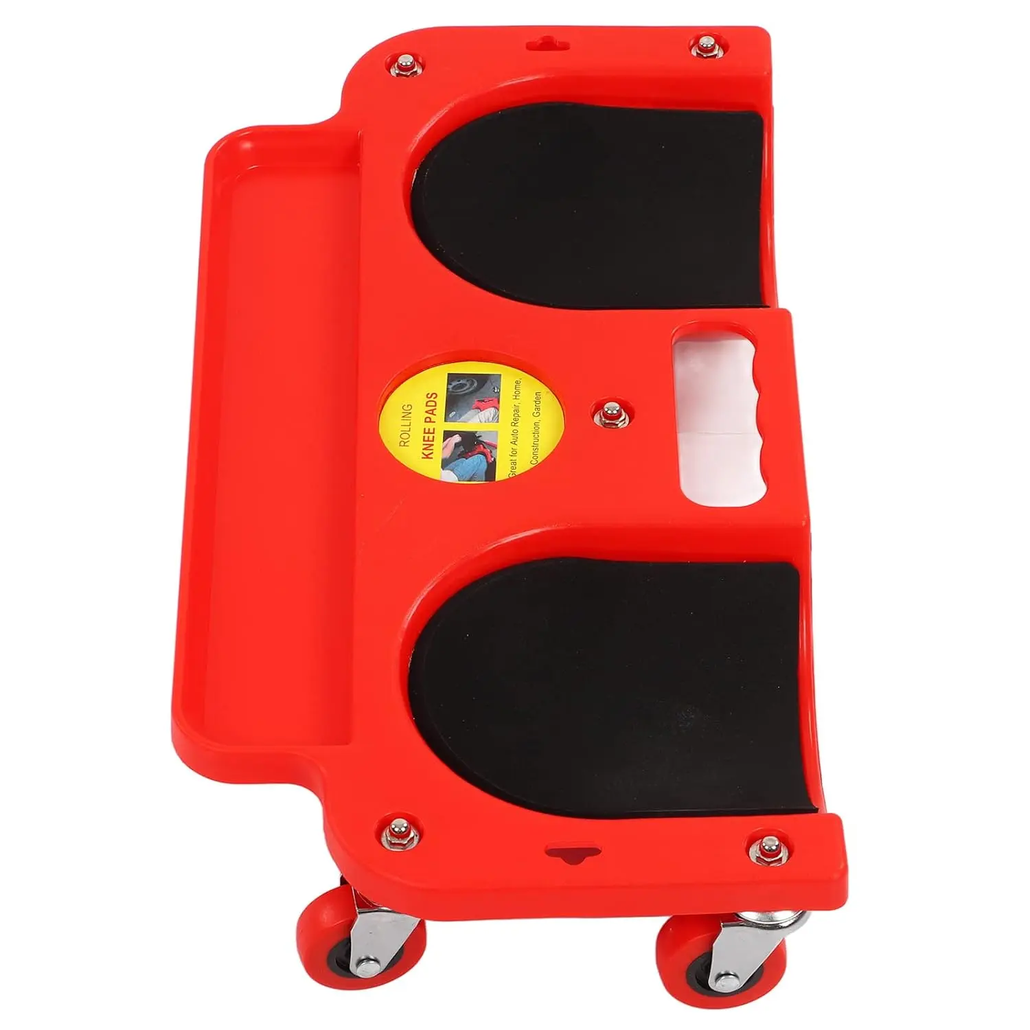 Gardening Rolling Kneeling Mat - ABS High-Impact Frame Knee Pad with 5 Swivel Castors and Tool Tray Holder for Garage Workshop Use