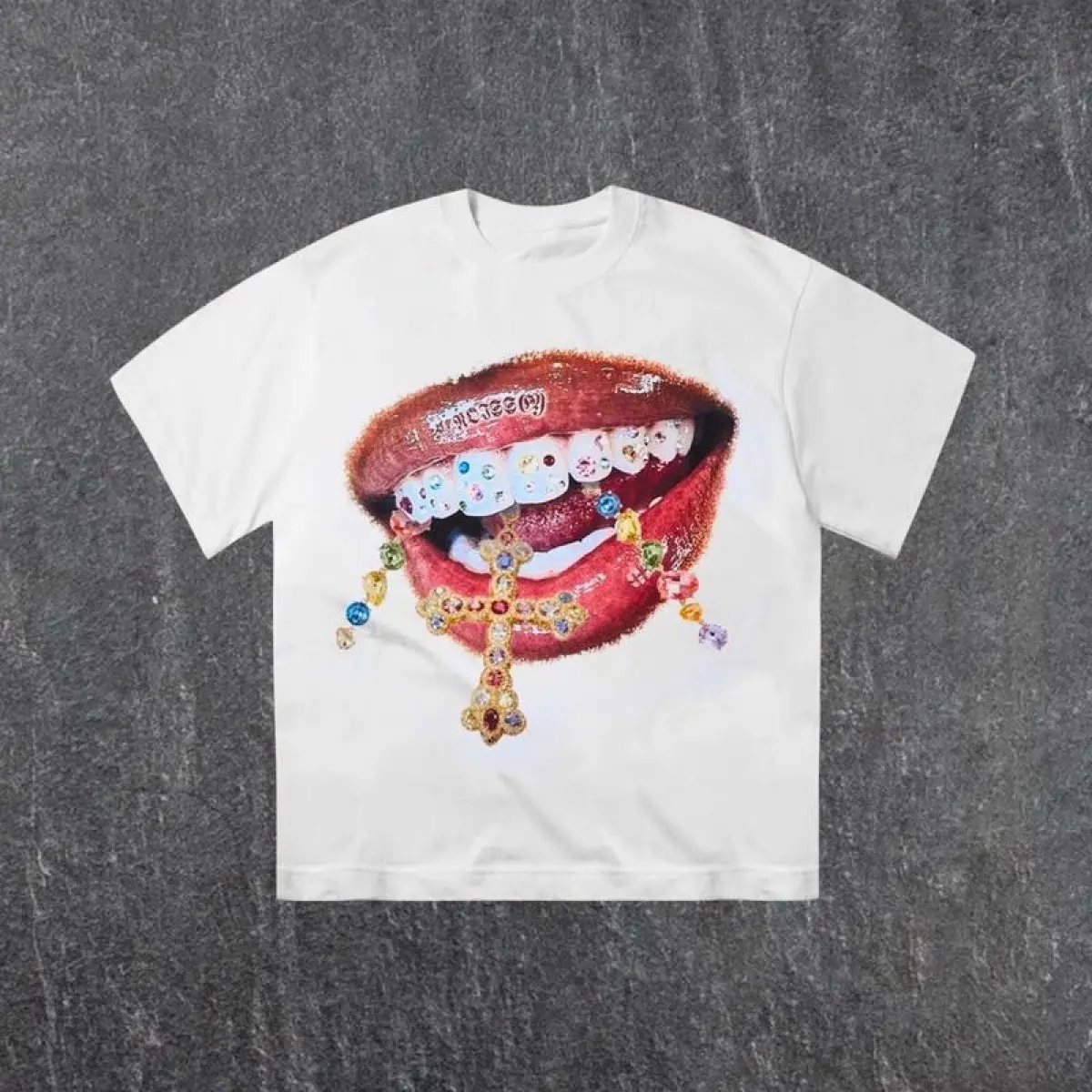 Diamond Teeth Cross Tee Graphic Casual Shirt Classic Cotton graphic tee Fabric Menswear graphic tee