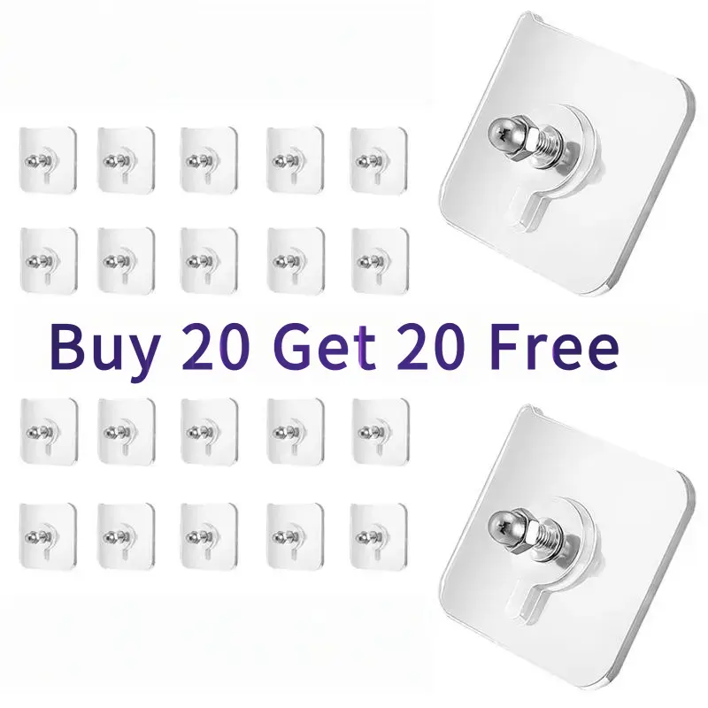 Buy 20 Get 20 Free Adhesive Frame Hooks Wall Mount Self-Adhesive Hooks Suitable for Bathroom and Kitchen Decoration-YY