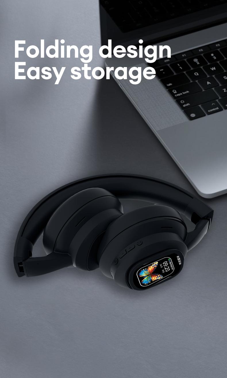 HYUNDAI X1 Pro Wireless Headphones with Detachable Full Color LCD Touch Screen Support 169 Languages Bluetooth Translation Function AI Assistant & Smart Chat
