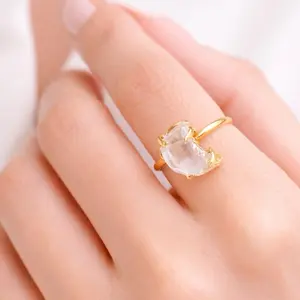 Clear Quartz Moon Ring (size 5-9)