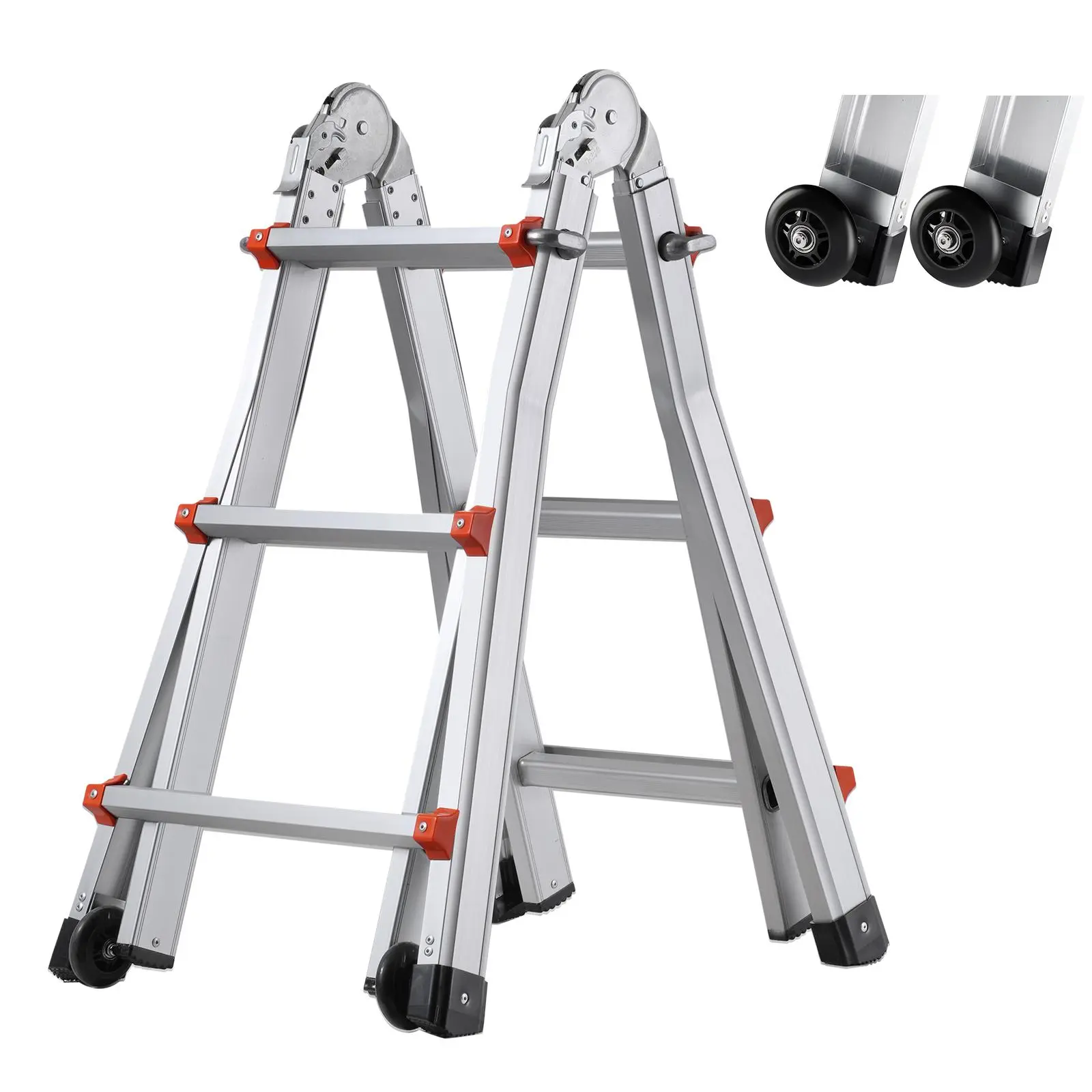 【SummerFinds】VEVOR Telescoping Ladder A Frame,  , 9.5 FT Compact Aluminum Extension Ladder, Multi-Function Portable Collapsible RV Ladder, Telescopic Ladder for Homework Stairs Indoor Outdoor Roof, 330lb Load