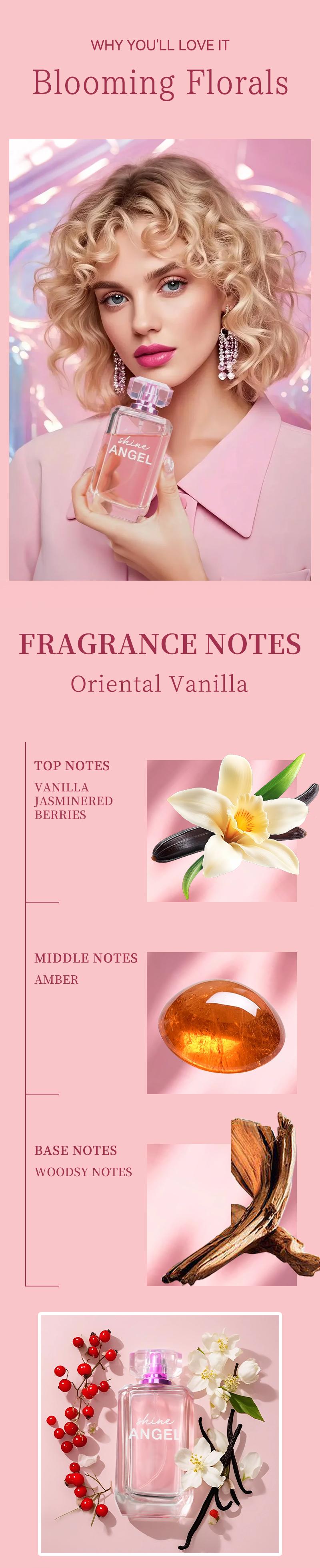 3.4 Fl Oz Women's Eau De Parfuma Spray, Long-Lasting Perfume, Notes Of Vanilla, Jasmine, Red Berries Scents, Perfect For Dating, Daily Life, Parties, Gift Giving Fragrances Glam