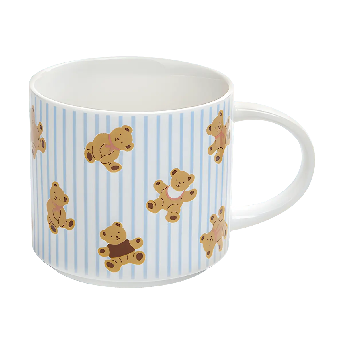 DailyLike Korean Teddy Bear Ceramic Mug 360ml - Cute Cartoon Coffee Cup for Home & Office