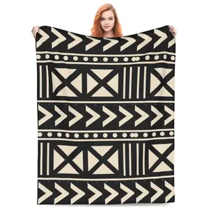 African Mud Cloth Black And White Trending Blanket Fleece Sofa Throw Blankets for Home Bedroom Outdoor Throws Bedspread Quilt
