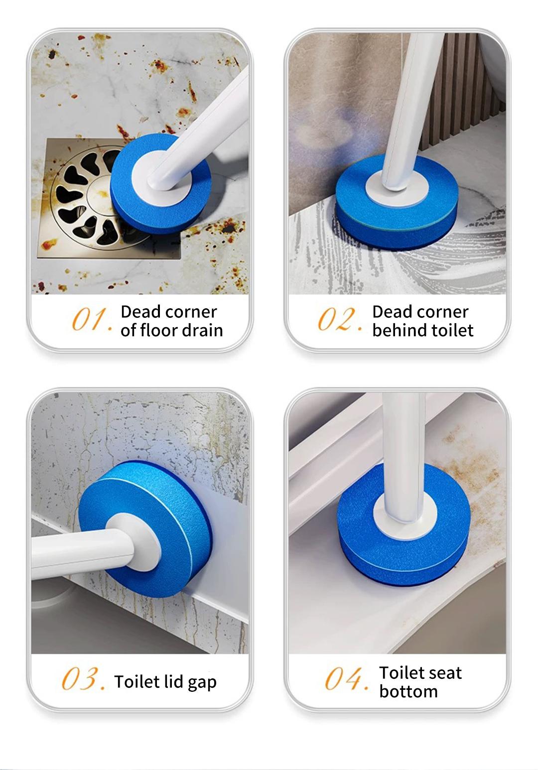 SOPAMI Disposable Toilet Brush Kit - 32/16 Refill Heads & Holder, Rotating No-Touch Deep Cleaner for Under-Rim & Corner, Bathroom Cleaning Tool for Home, RV