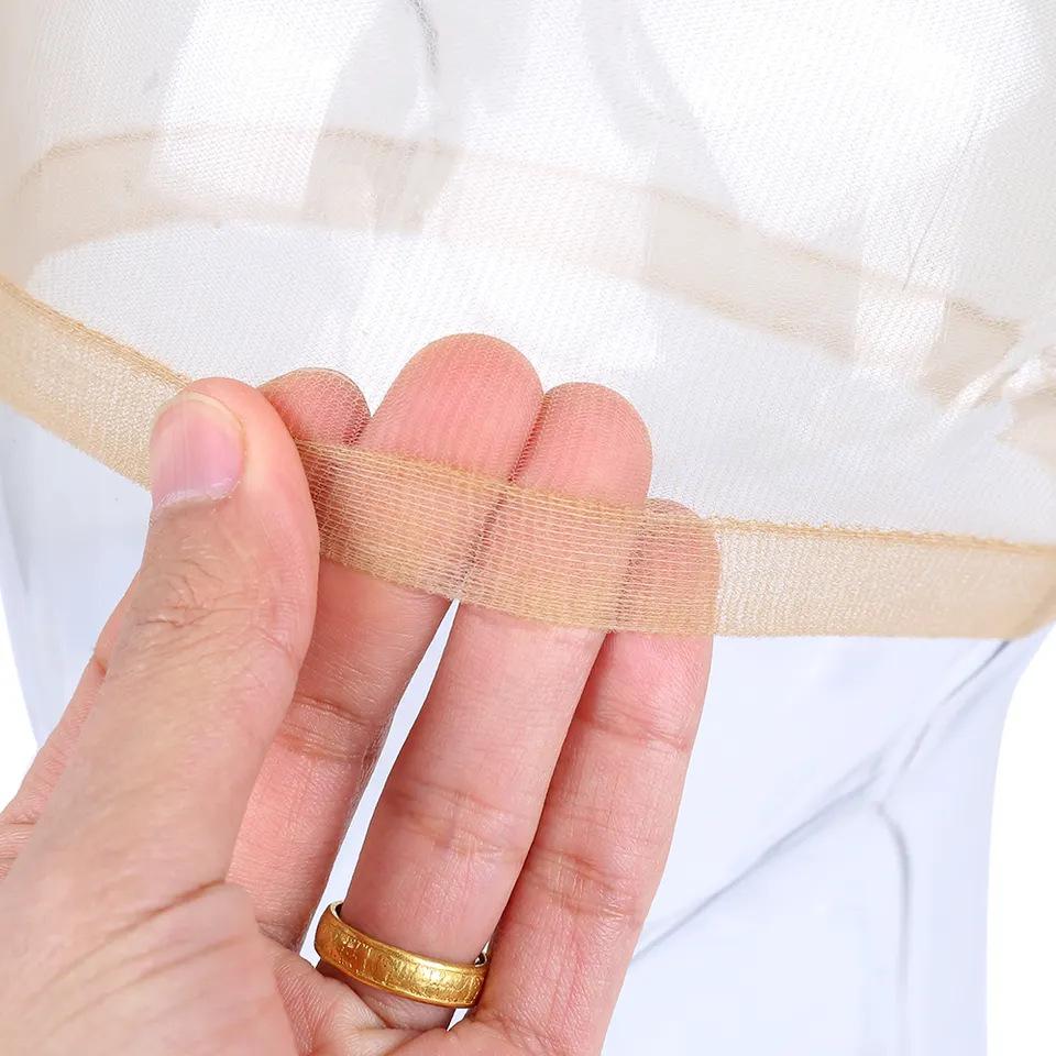 Bling Hair 2pcs HD Wig Caps High Quality Transparent HD Hair Nets Weave Nylon Stretchy Lace Front Wig Cap  Light Brown