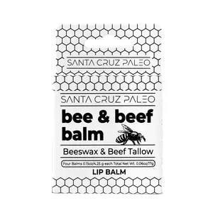 Santa Cruz Paleo Grass Fed Beef Tallow & Beeswax Lip Balm, 1 Pack, Beef Tallow for Skin Care Moisturizer, Hypoallergenic for Sensitive Skin, Long Lasting & Vitamin Rich, Unflavored