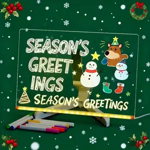 LED Acrylic Doodle Board, Portable Glow Message Board - Couple Drawing Board Night Light, Shop Display & Writing Board, Reusable, USB-Powered (No Button Battery)