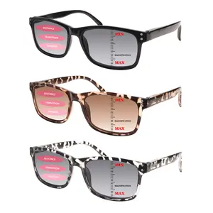 3-Piece Fashionable Progressive Multifocal Blue Light Blocking Reading Sunglasses Suitable For Men And Women Light-Blocking Lenses Rectangular Frames Stylish Essentials Ideal For Outings, Fishing, Vacations, And Other Outdoor Activities