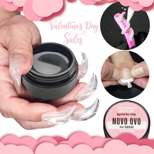NOVO OVO Non-sticky Solid UV Nail Gel Glue for Press on Nails and Soft Gel x False Nail Tips 8 in 1,Strong & Long Lasting, 3D Gel for Acrylic Sculpture & Decoration Knee with Hand, 30g